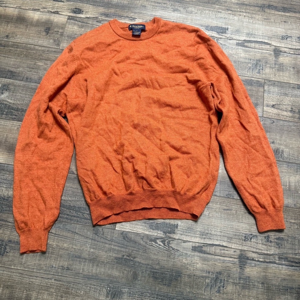 Brooks Brothers Wool Blend Vibrant Orange Crewneck Sweater